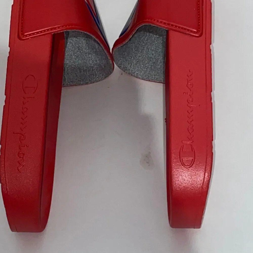 Champion Men's Red Blue IPO Logo One Strap Slide Sandals Size 13‎